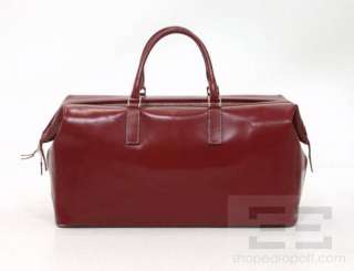 Tanner Krolle Red Leather & Silver Hardware Duffel Bag  