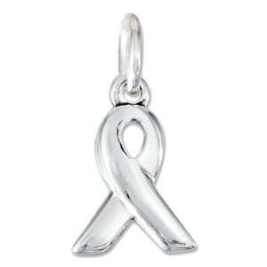  Sterling Silver Awareness Ribbon Charm: Jewelry