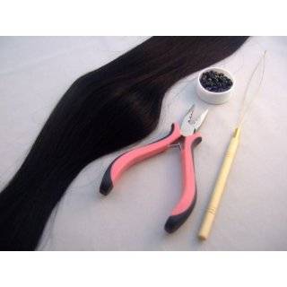 Black Remy Human Hair Extensions 100 PCS & Micro Bead DIY KIT