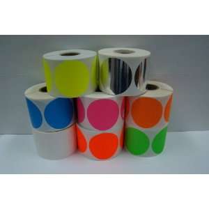   500 2 inch Pink Color Coded Inventory QC Labels Dot