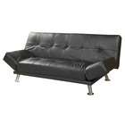 ORE Leather Futon Convertible Sofa Bed in Black