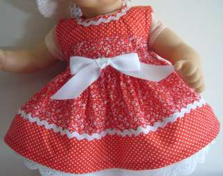 DOLL CLOTHES fits Bitty Baby Red Polka Dot Dress & Hat!  