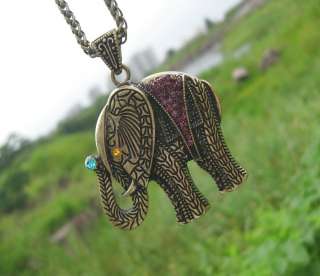 Retro Rhinestones Belt Elephant Chain Necklace H037  
