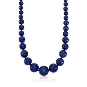    Graduated Lapis Bead Necklace With 14kt Yellow Gold Clasp Jewelry