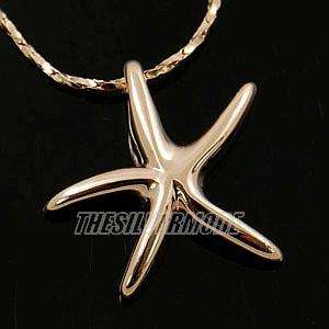 18K Rose Gold Plated Cute Starfish Charm Necklace 11760  