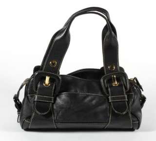 Maxx New York Black Smooth Leather Satchel Handbag Shoulder Bag Purse 