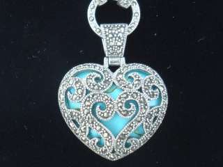 TURQUOISE 925 STERLING SILVER HEART PENDANT & NECKLACE  