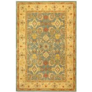   Hand Spun Wool Square Area Rug, Light Blue and Ivory