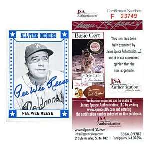 Pee Wee Reese Autographed / Signed Dodgers Card (James Spence)