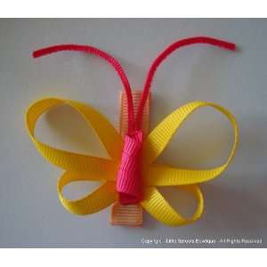    Made from Ribbon   Hot Pink and Yellow On Coral 