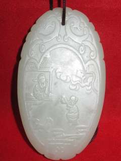 P508 Chinese Sinkiang White Jade Pendant carving amulet  