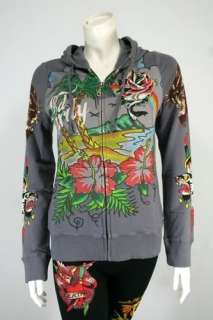   Auth Brand New Ed Hardy Shark Rose Love Specialty Hoodie Jacket  