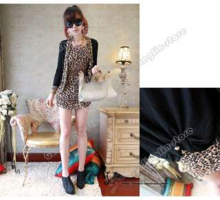   Party Leopard Tops Blouses Coats Two Piece Mini Dress #210  