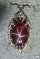 16X12MM LINDE LINDY STAR RUBY CREATED SAPHRE SS PENDANT  
