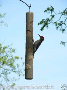 Large Suet Log Bird Feeder for Suet Plugs, Woodpeckers  