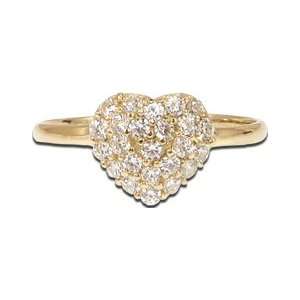   Gold, Cute and Sparkly Heart Ring Brilliant Created Gems: Jewelry