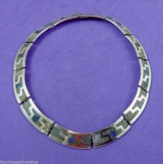   HEAVY VICTOR JAIMEZ TAXCO MEXICO MEXICAN STERLING STONE NECKLACE 13937