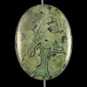  40mm green crazy lace agate flat oval pendant bead