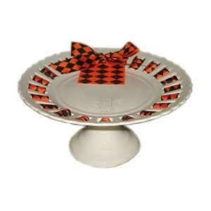  RIBBON JESTER BLACK 10 FOOTED CAKE STAND: Kitchen 