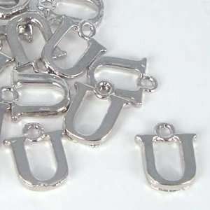    Alphabet Letter Charm 1/2 Silver Pewter U: Arts, Crafts & Sewing