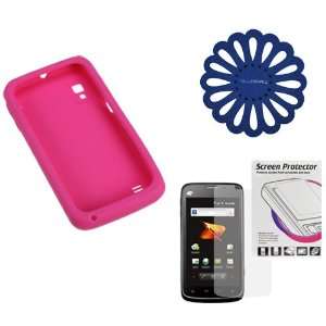  Hot Pink Soft Silicone Case + Clear LCD Screen Protector + Blue Cup 