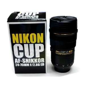   ! Coffee Mug in the Shape of Nikon 24 70 Lens, Interior Is Stainless
