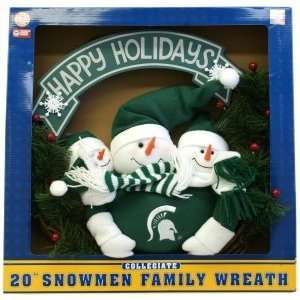   Spartans 20 Three Snowmen Football Family Wreath