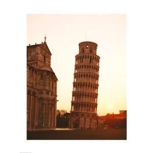   sunrise, Leaning Tower, Pisa, Italy Poster (18.00 x 24.00) Home