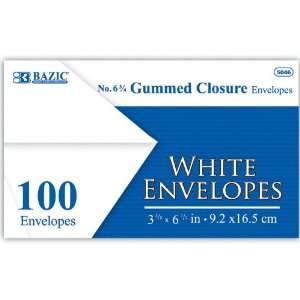  BAZIC #6 3/4 White Envelope w/ Gummed Closure (100/Pack 