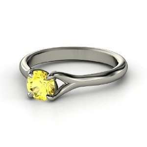  Cynthia Ring, Round Yellow Sapphire Platinum Ring Jewelry