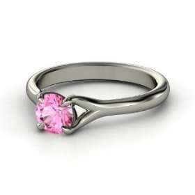  Cynthia Ring, Round Pink Sapphire Platinum Ring: Jewelry