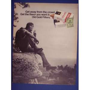 Old Gold Cigarattes,man on cliff.70s Print Ad,vintage Magazine Print 