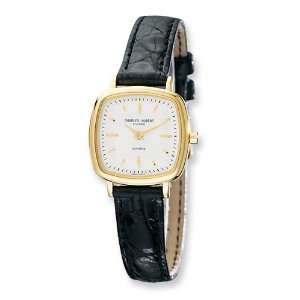    Ladies Charles Hubert Leather Band White Dial Retro Watch Jewelry