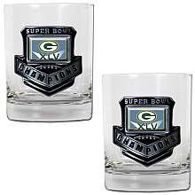   Super Bowl XLV Champions 14oz Rocks Glass   Set of 2   