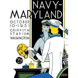  Game Day Program Cover Art   NAVY (H) VS MARYLAND 1931 AT GRIFFITH 
