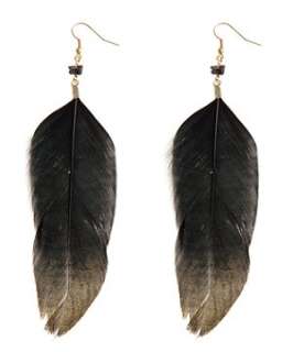 Black (Black) Black Dip Dye Feather Earrings  247422401  New Look