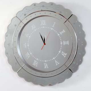   Wall Clock Silver 3d Effect Hand Etched Quartz Hanging Modern NEW