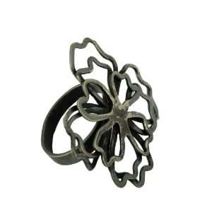   925 Silver Jewelry   WJBAA017 blackened silver ring shaped as a flower