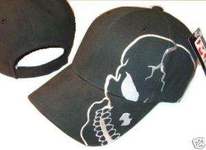 BLACK SKULL SKATEBOARD BASEBALL CAP CAPS HAT HATS GOTH  