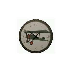  12 Green & Orange Airplane Clock