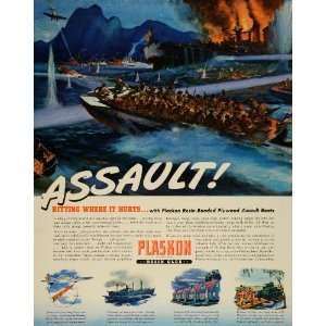 com 1942 Ad Plaskon Resin Glue World War II Assault Boats Battle Bomb 