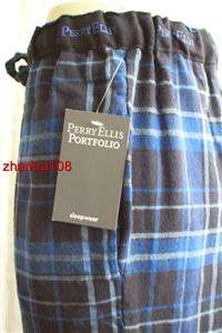 PERRY ELLIS Flannel PJ Lounge Pants BluBlk Plaid M L XL  