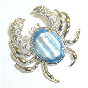  Blue Stone Crystal Crab Pin Jewelry
