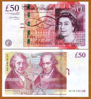   Britain, 50 pounds, 2010 (2011), P New, QEII, UNC  UK, England  