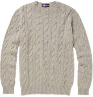   Clothing > Knitwear > Crew necks > Cable Knit Cashmere Sweater