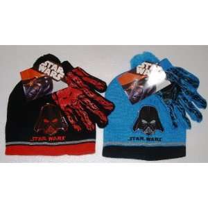 Star Wars Darth Vader Red & Blue Hat & Gloves winter combo set 