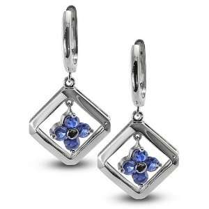 Playful Clover Earrings With Eight 3 MM Genuine Round Sapphires In 