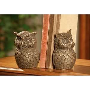  Owl Bronze Iron Bookends Set