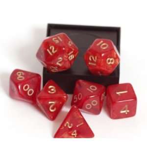 Red Gold Mist 7 piece Dice Set: Toys & Games