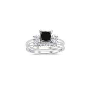   Black & White Diamond Matching Ring Set in 14K White Gold 9.0: Jewelry